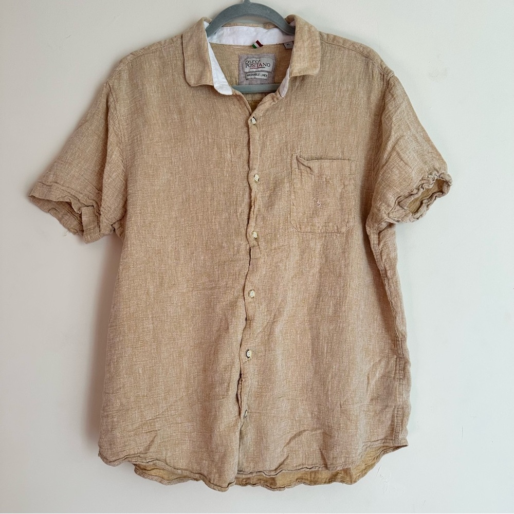 Men's Tan Linen Shirt